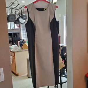 Calvin Klein Dot- Print Colorblocked Sheath Dress